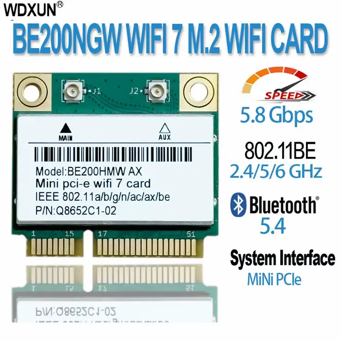 Adaptateur réseau sans fil, Bluetooth 5.4, Leicrer and 2.4G, 5G, 6GHz, 8774Mbps, BE200NGW, WiFi 7 BE