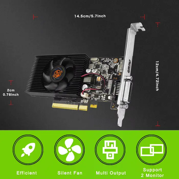 Cartes graphiques AIBOMAN GT1030 4 Go GDDR4 64 bits 30 W HDMI+DVI PCIe 4.0 adaptées aux accessoires d'assemblage de jeux vidéo sur ordinateur