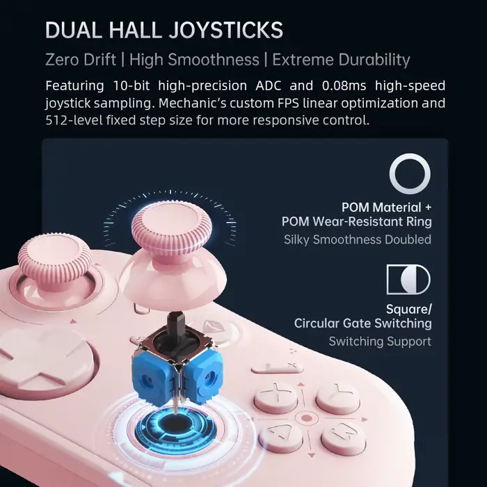 MACHENIKE G1 contrôleur de jeu sans fil avec fréquence d'érollage 1K effet Hall déclencheur Joystick pour Nintendo Switch PC iOS Android