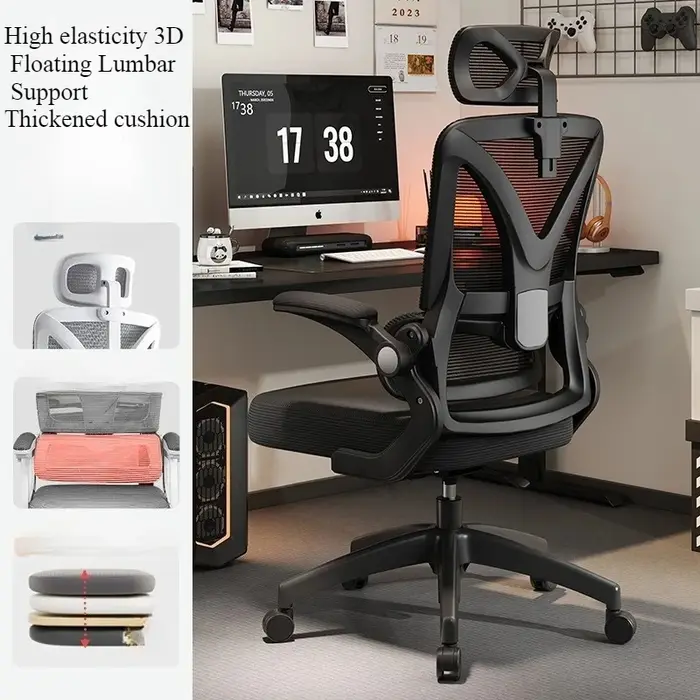 Chaise De jeu ergonomique Support lombaire 3D course pivotant réglable maille respirante haute densité éponge siège Silla De Escritorio