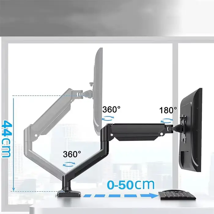 Support à Double Écran Ergonomique et Réglable de 32 Pouces