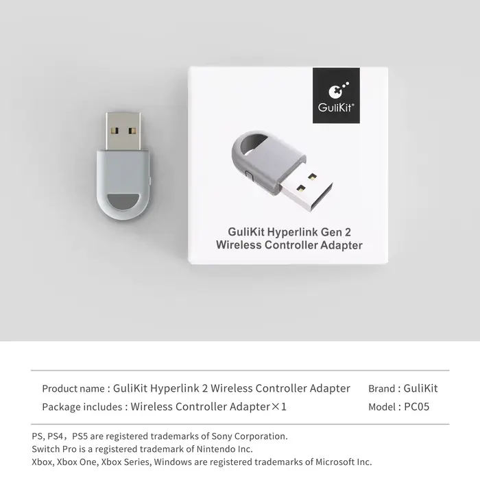 GuliKit Hyperlink 2 adaptateur sans fil Dongle pour PS5 PS4 contrôleur Xbox One Gulikit manette de j