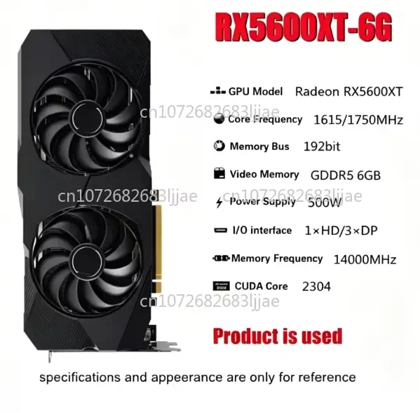 Carte graphique AMD Radeon RX 5600 XT GAMING originale 6 Go pour PC de bureau et jeux vidéo