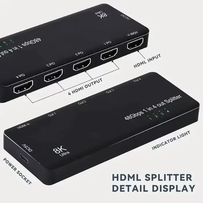 Répartiteur HDMI SST 8K 1 entrée 4 sorties 4K 120Hz Boîtier de synchronisation 1x4
