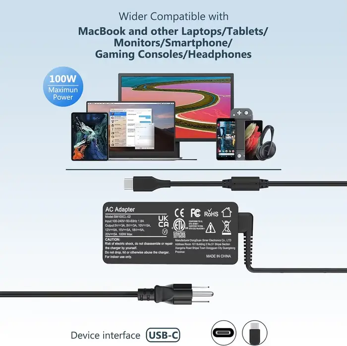 Chargeur USB C universel pour ordinateur portable