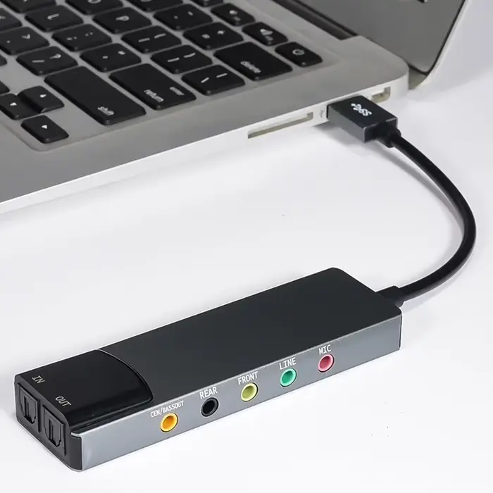 Carte son USB convertisseur Audio externe en alliage d'aluminium AC-3 DTS carte Audio externe 7.1 5.