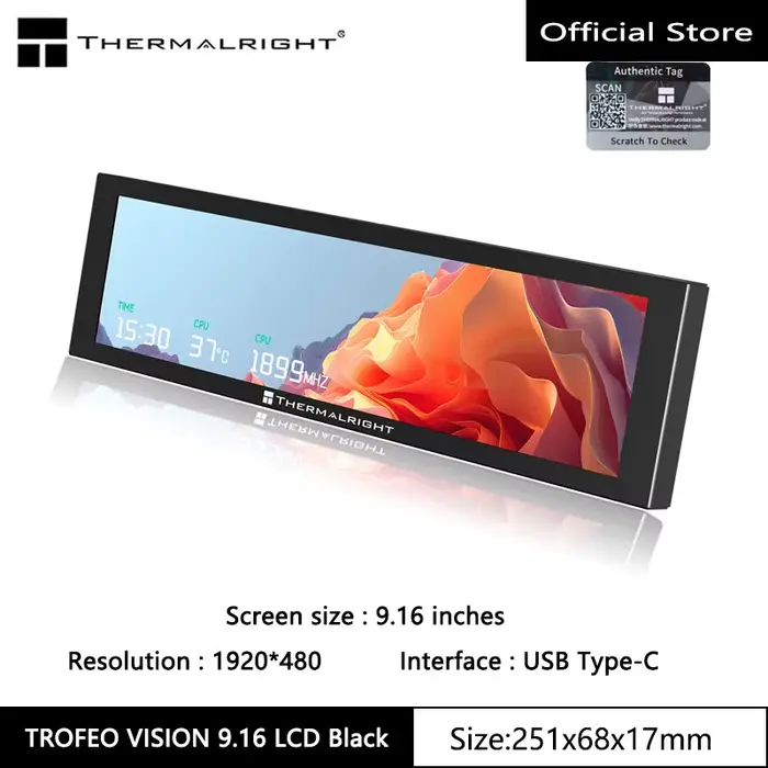 Écran LCD couleur Thermalright TROFEO VISION LCD IPS, 9,16 pouces/magnétique/résolution 20*480/écran