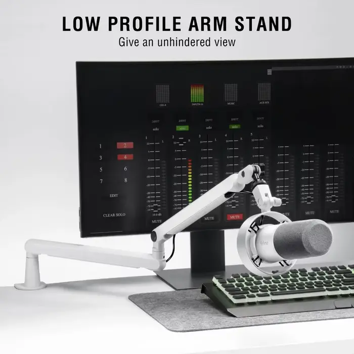 Bras de micro réglable à profil bas avec pince de fixation pour bureau