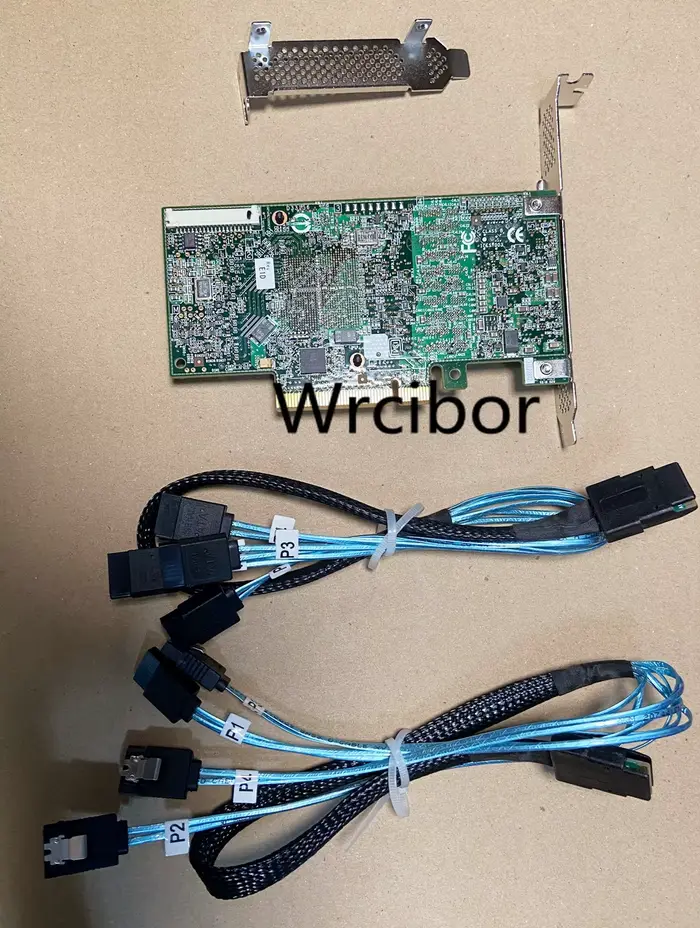 Carte contrôleur principale LSI 9267-8i 2208 PCIEx8 6GBps 512M Support + SFF-8087 vers (4) câbles SATA 7 broches