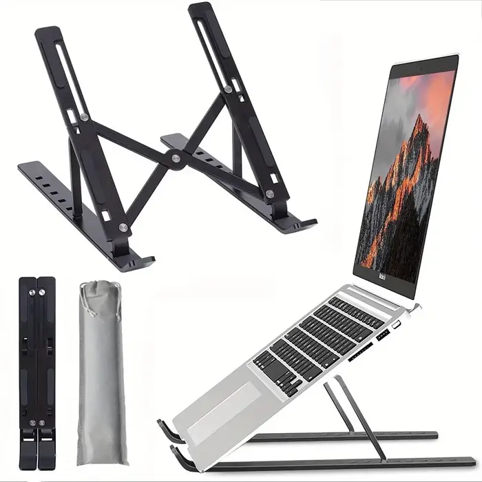 Support pour ordinateur portable réglable en aluminium – Hauteur à 6 niveaux, design pliable et port