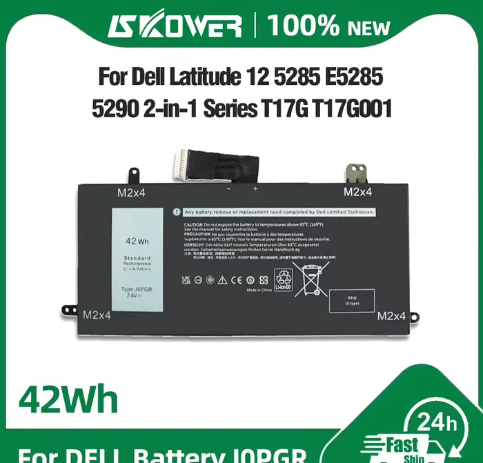 Batterie d'ordinateur portable 42Wh JOPGR pour Dell Latitude 12 5285 5290 2-en-1 T17G T17G001 T17G00