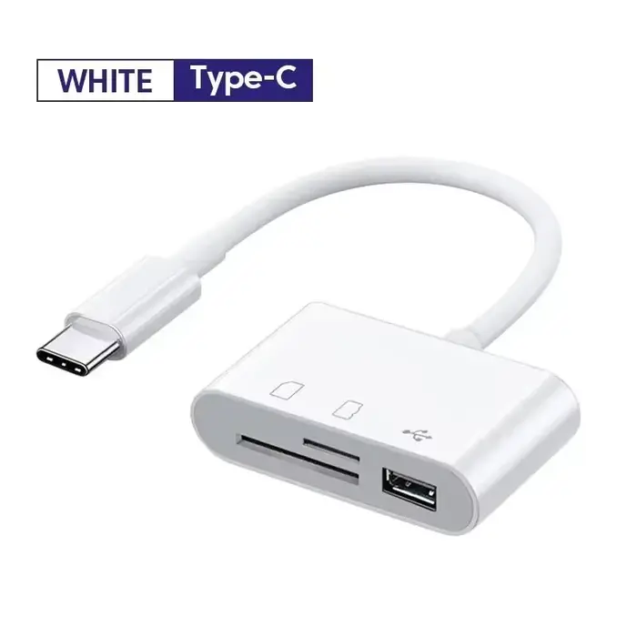 Lecteur de carte mémoire multi-ports 3 en 1, HUB de type C, TF, CF, SD, convertisseur USB pour télép