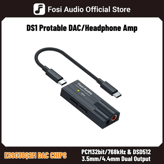 Fosi Audio DS1 DSD512 HiFi USB DAC Dongle amplificateur de casque Mini décodeur Audio prise en charg