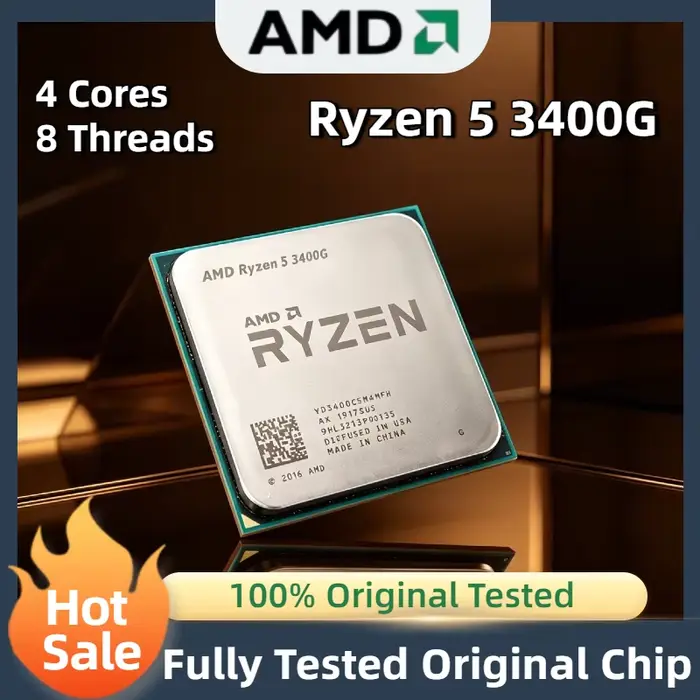 Processeur AMD Ryzen 5 3400G 4 cœurs 8 threads 4,2 GHz AM4 APU Vega 11 Graphics 65W pour PC de jeu, 