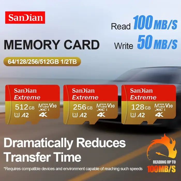 Carte mémoire Micro TF SD haute vitesse de qualité supérieure 128 Go 64 Go 256 Go 512 Go UHS-I U3 V30 2026 Nouvelle