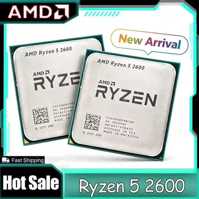 Processeur de bureau AMD Ryzen 5 2600 3,4 GHz 6 cœurs 12 threads multi-tâches pour jeux, socket AM4