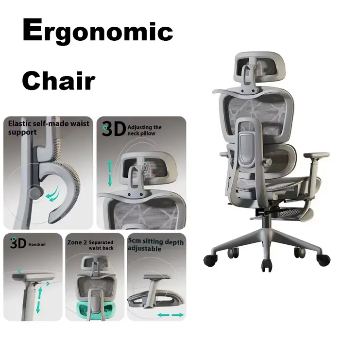 Chaise ergonomique appui-tête 3D fauteuil chaises De jeu ordinateur inclinable Massage relaxant Silla De Escritorio mobilier De bureau