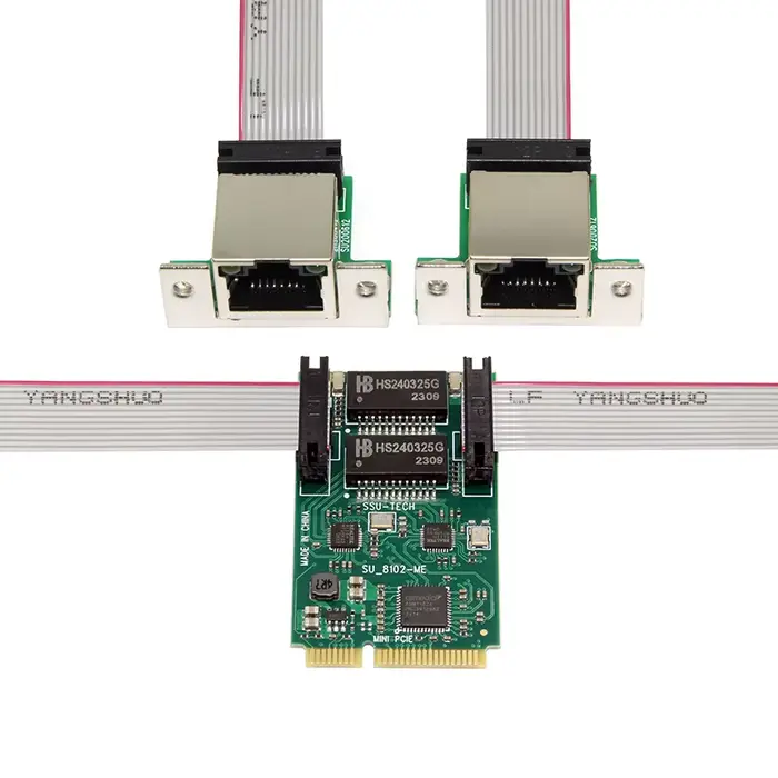Cartes réseau Mini PCI-E vers 2 ports, 1000Mbps Gigabit Ethernet 10/100/1000M RJ45 LAN, adaptateur p