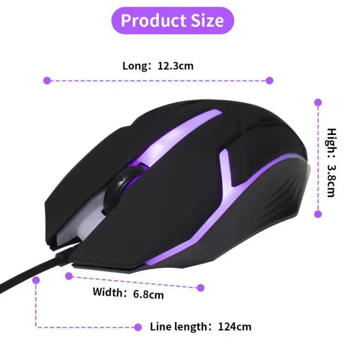 Limei S1 E sport LED lumineux rétro-éclairé filaire souris USB