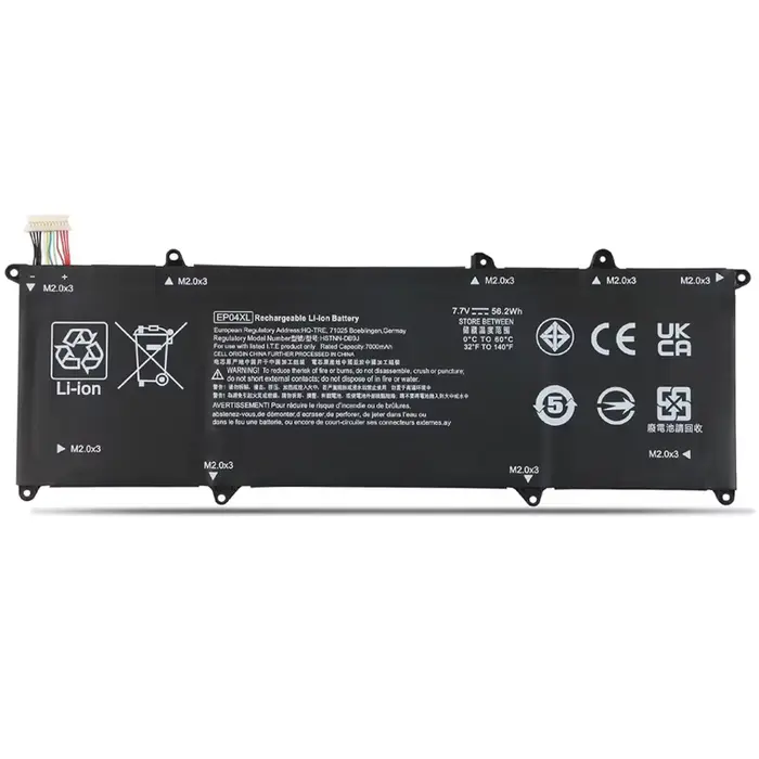 Batterie d'ordinateur portable EP04XL 7.7V 56.2Wh pour HP Elite Dragonfly G1 2019/Elite Dragonfly G2