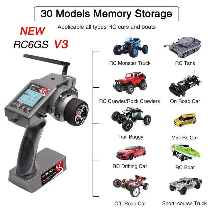 Radiolink RC6GS V3 2.4G transmetteur radio 7 canaux avec récepteur R7FG télémétrie gyroscopique télé