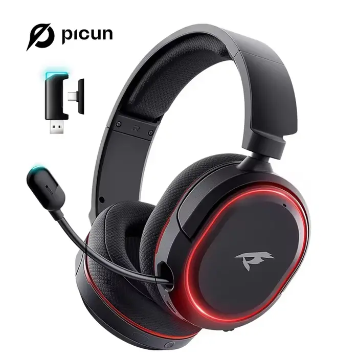 Picun G2 2.4 GHz Bluetooth casque de jeu sans fil pour PC PS4 PS5 commutateur de téléphone 5ms faibl