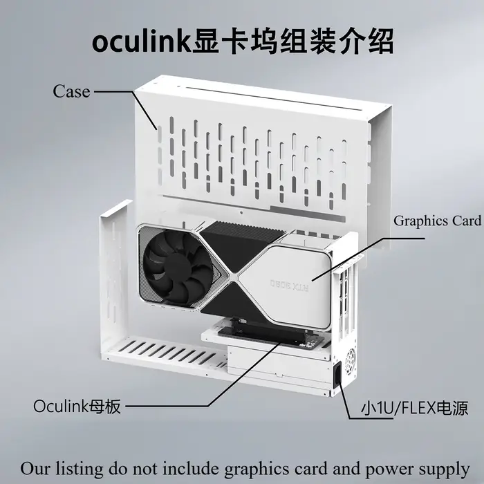 Support de carte graphique externe pour ordinateur portable EGPU - Base métallique pour cartes vidéo GPU - Dock Oculink/M.2 NVMe PCIe 4.0 X4 - Boîtier externe pour PC