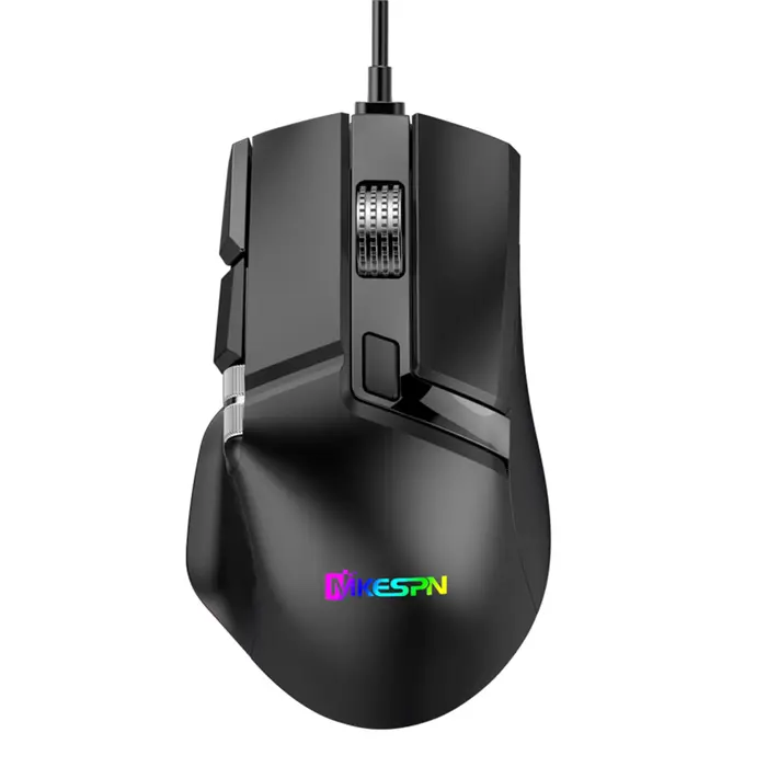 Souris de jeu filaire RGB 7 modes d'éclairage Doubles molettes de défilement Macro programmable 1200-12400 DPI Conception ergonomique pour joueur PC