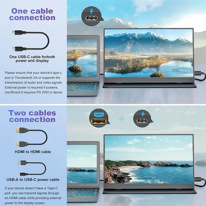 Moniteur portable 16 pouces 16:10 144Hz RGB100% 8 bits avec support VESA pour ordinateur