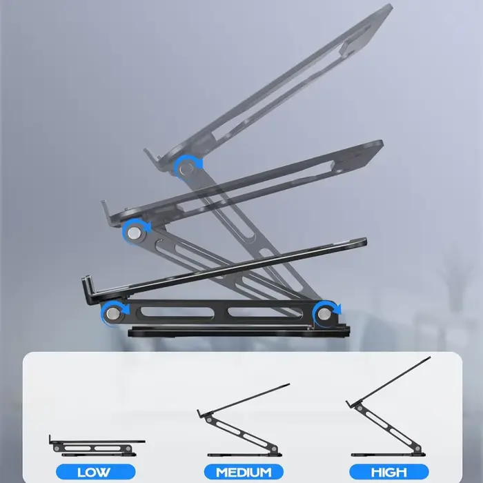 Support de téléphone et tablette réglable en alliage d'aluminium DT-02B pour ordinateurs portables jusqu'à 17 pouces