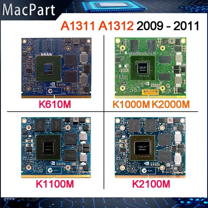 Carte vidéo Quadro K610M K1000M K1100M K2000M K2100M K3000M K3100M K4000M K4100M K5000M K5100M pour iMac A1311 A1312 2010 2011