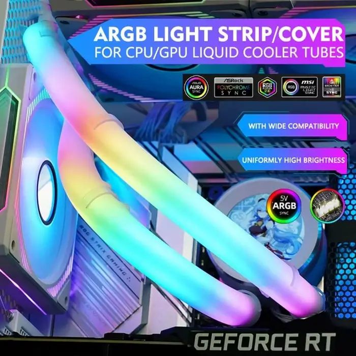 LDPCSJ 5V ARGB LED Tube néon bande lumineuse housse pour PC de jeu 120 240 360 AIO CPU eau liquide refroidisseur Modding