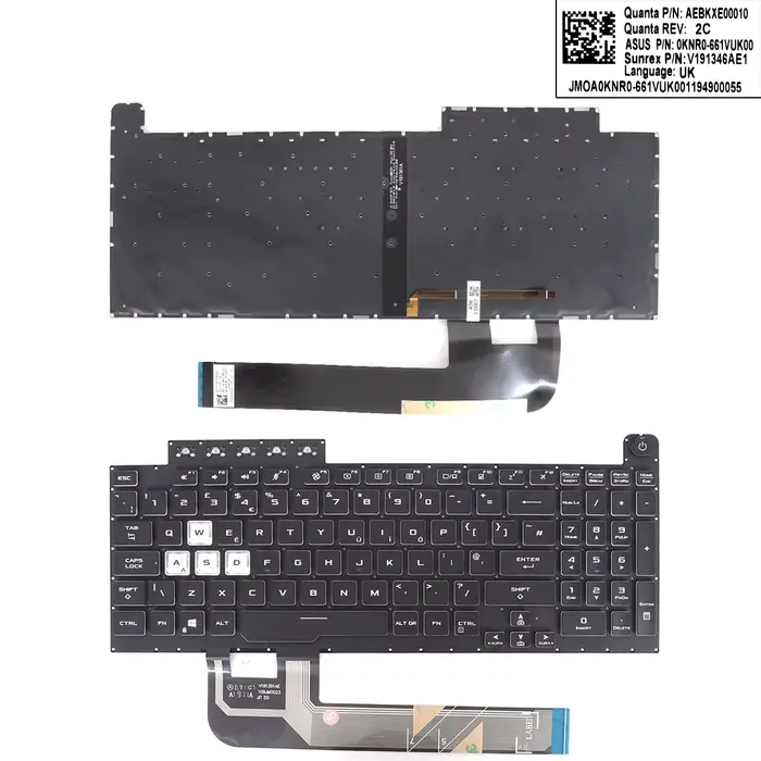 Clavier d'ordinateur portable pour ASUS TUF Gaming, F15 FXSnowboard FA506Q FX506L FA506U, noir avec 