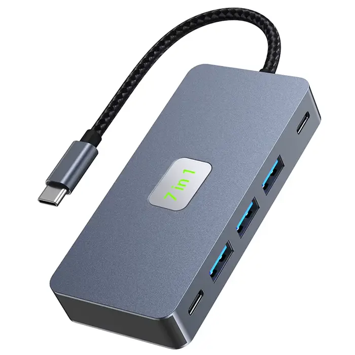 Station d'accueil 4K compatible HDMI pour touristes, 7 en 1, 2 ports compatibles HDMI, USB C, S6, HU