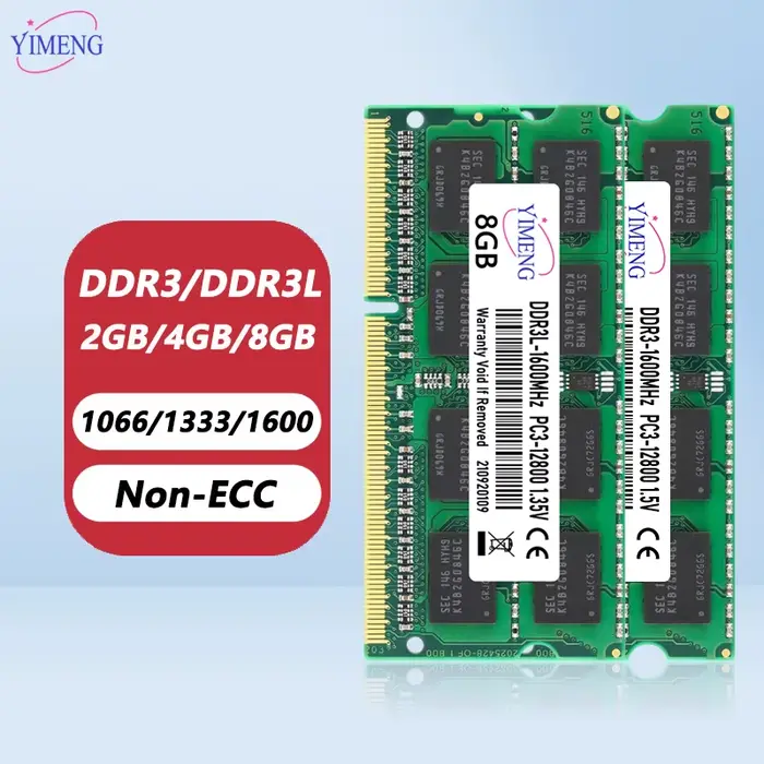 Mémoire RAM pour ordinateur portable DDR3 DDR3L 4 Go 8 Go PC3 1.5V PC3L 1.35V 1333 1600 1866 MHz SOD