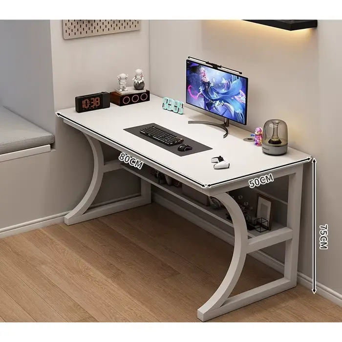 Table de jeu, table d'ordinateur de bureau pour la maison avec étagères, table et chaise de bureau, 