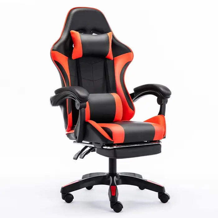 Chaise de jeu avec support d'oreiller lombaire souple et repose-pieds réglable en hauteur, une chais