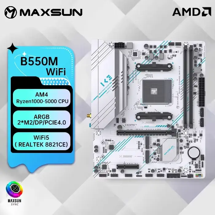 Carte mère MAXSUN B550M compatible avec AMD R7 5700X