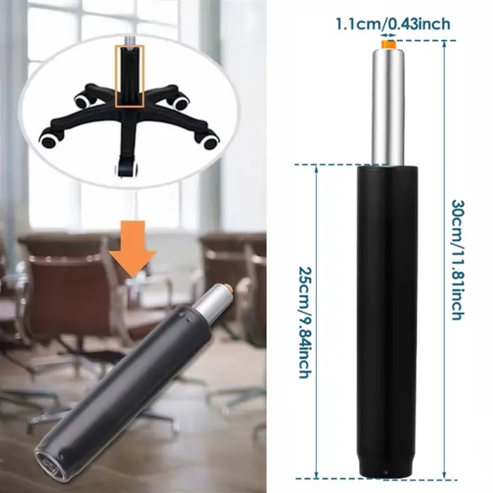 Tige de support pneumatique robuste, cylindre de levage à gaz pour tabouret de bar de bureau, amorti