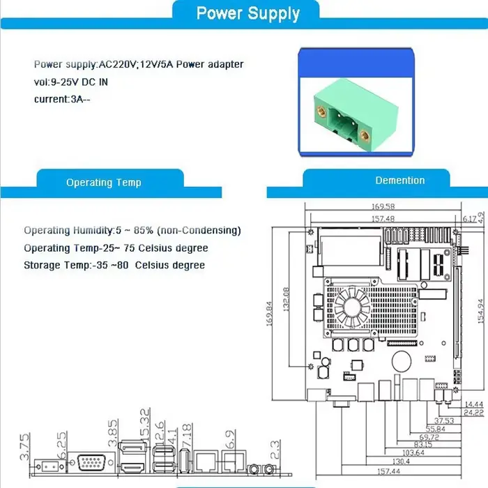 Mini carte mère Intel core i7-3610QM CPU avec 2 emplacements PCI