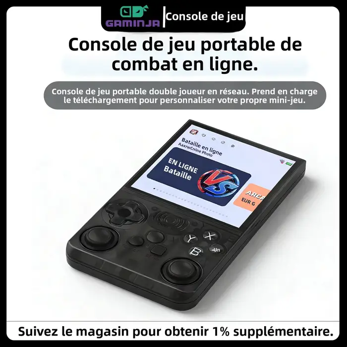 GAMINJA ANS13 Console de jeu vidéo Portable rétro écran IPS de 4.0 pouces système de jeu de poche