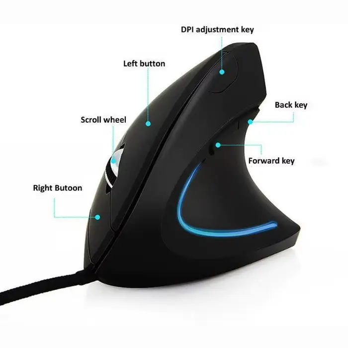 Souris de jeu ergonomique RVB verticale filaire