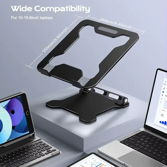 Support de téléphone et tablette réglable en alliage d'aluminium DT-02B pour ordinateurs portables jusqu'à 17 pouces