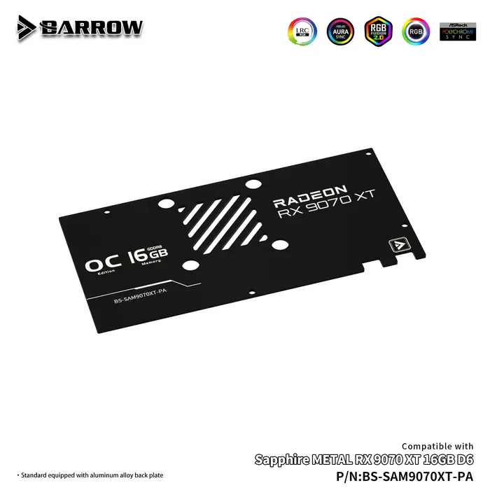Bloc GPU Barrow pour Sapphire METAL RX 9070 XT 16GB D6, refroidisseur d'eau pour carte graphique, radiateur de refroidissement PC BS-SAM9070XT-PA