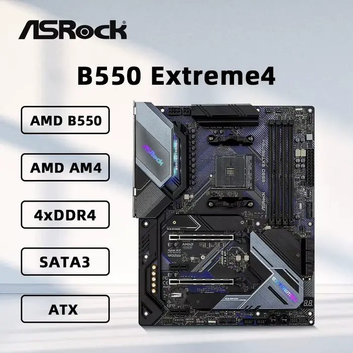 Carte mère ASRock B550 EXTREME4 compatible AMD AM4 B550 4xDDR4 M.2 PCIe 3.0 Ryzen 7 5800X3D 5700X3D 