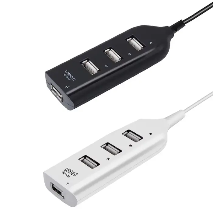 Hub USB haute vitesse 4 ports USB 2.0 avec câble Mini répartiteur USB Hub utilisation adaptateur secteur prise Multiple