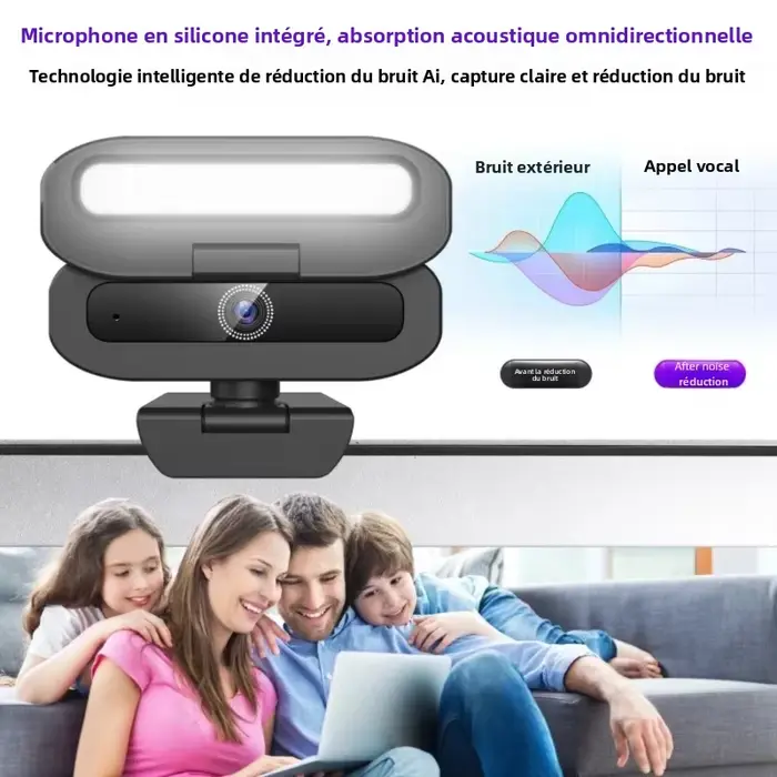 Webcam 4K pour PC avec lumière de remplissage LED