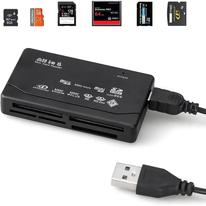 Lecteur de carte mémoire tout-en-un lecteur de carte externe USB SD SDHC Mini Micro M2 MMC XD CF lec