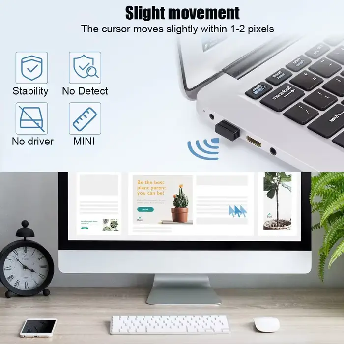 Port USB Shaker Wiggler éveillé souris sans fil Jigglers Mover indétectable automatique pour ordinateur portable maintient le mouvement de l'ordinateur