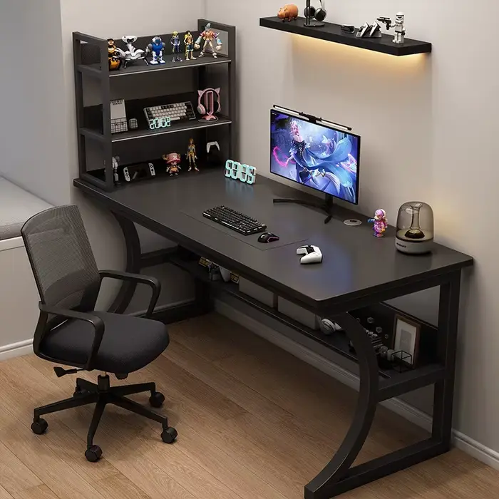 Table de jeu, table d'ordinateur de bureau pour la maison avec étagères